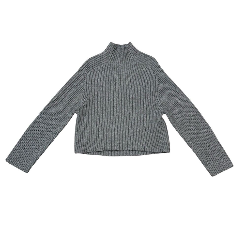 H&M Gray Ribbed Cropped Mock Neck Sweater Size XS - Picture 3 of 8